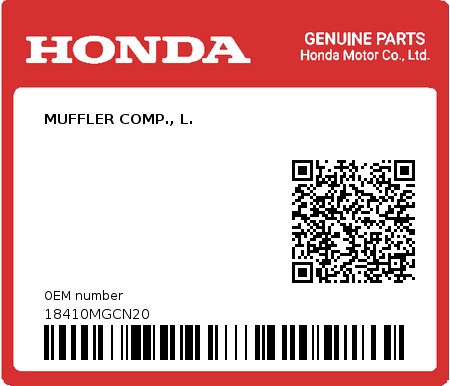 Product image: Honda - 18410MGCN20 - MUFFLER COMP., L.  0