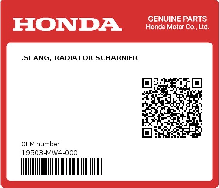 Product image: Honda - 19503-MW4-000 - .SLANG, RADIATOR SCHARNIER  0
