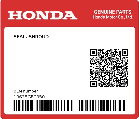 Product image: Honda - 19625GFC950 - SEAL, SHROUD  0