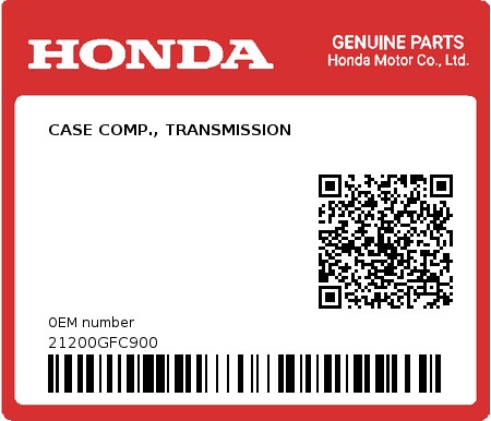 Product image: Honda - 21200GFC900 - CASE COMP., TRANSMISSION  0