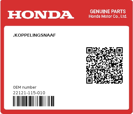 Product image: Honda - 22121-115-010 - .KOPPELINGSNAAF  0