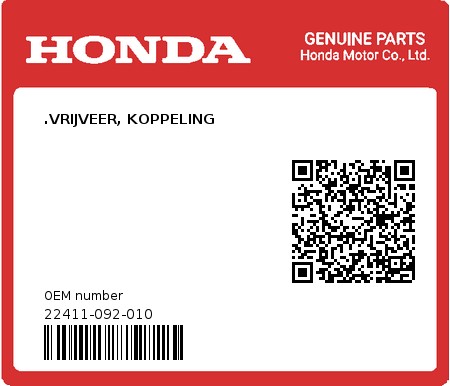 Product image: Honda - 22411-092-010 - .VRIJVEER, KOPPELING  0