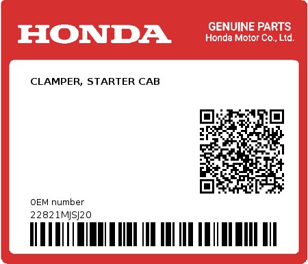 Product image: Honda - 22821MJSJ20 - CLAMPER, STARTER CAB  0