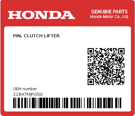 Product image: Honda - 22847MJPG50 - PIN, CLUTCH LIFTER  0