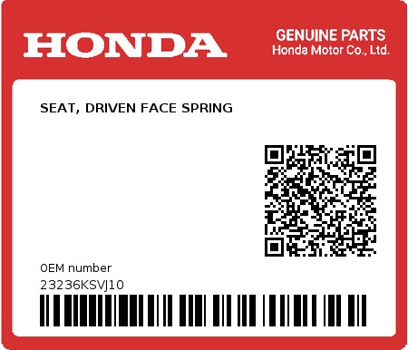Product image: Honda - 23236KSVJ10 - SEAT, DRIVEN FACE SPRING  0