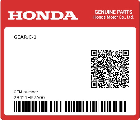 Product image: Honda - 23421HP7A00 - GEAR,C-1  0