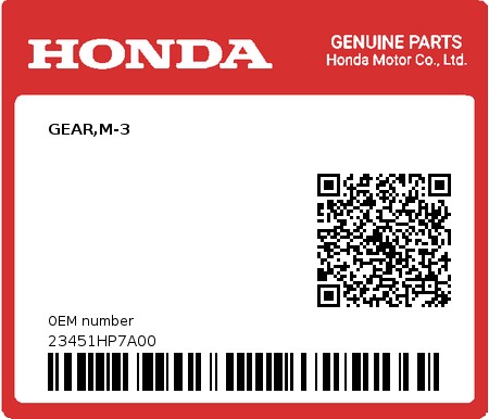 Product image: Honda - 23451HP7A00 - GEAR,M-3  0