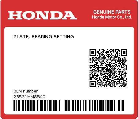 Product image: Honda - 23521HM8B40 - PLATE, BEARING SETTING  0