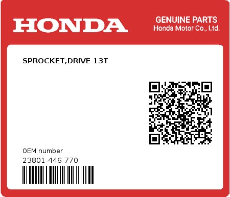 Product image: Honda - 23801-446-770 - SPROCKET,DRIVE 13T  0