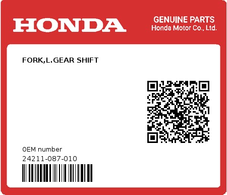 Product image: Honda - 24211-087-010 - FORK,L.GEAR SHIFT  0