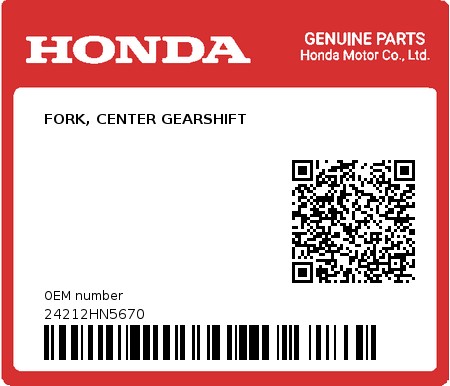 Product image: Honda - 24212HN5670 - FORK, CENTER GEARSHIFT  0