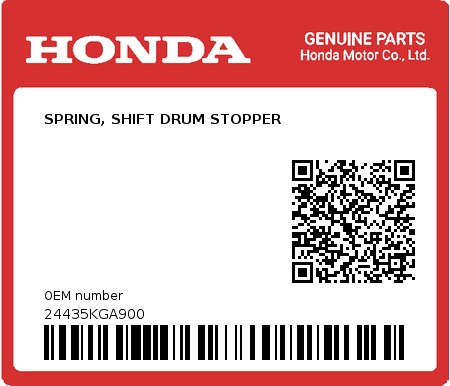 Product image: Honda - 24435KGA900 - SPRING, SHIFT DRUM STOPPER  0