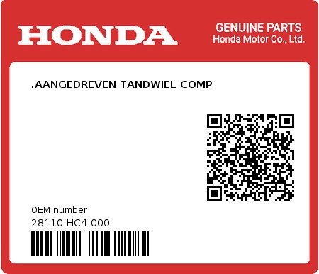 Product image: Honda - 28110-HC4-000 - .AANGEDREVEN TANDWIEL COMP  0