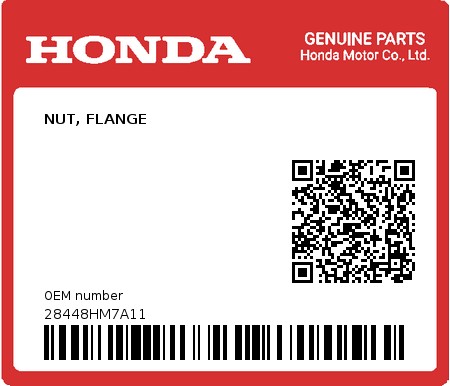 Product image: Honda - 28448HM7A11 - NUT, FLANGE  0