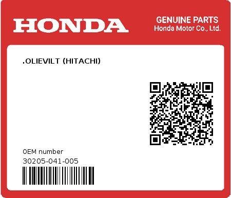 Product image: Honda - 30205-041-005 - .OLIEVILT (HITACHI)  0