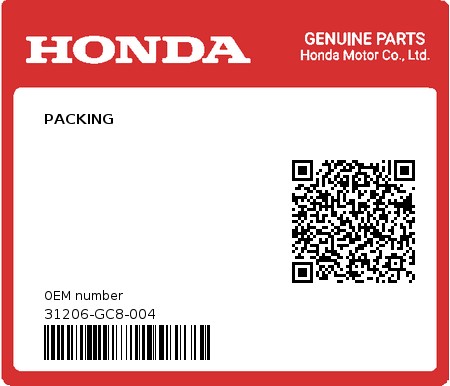 Product image: Honda - 31206-GC8-004 - PACKING  0
