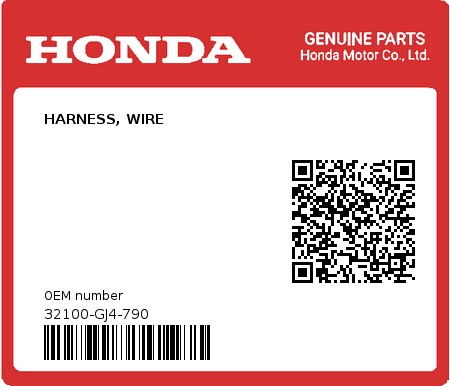 Product image: Honda - 32100-GJ4-790 - HARNESS, WIRE  0