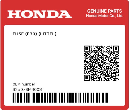 Product image: Honda - 32507SM4003 - FUSE (F30) (LITTEL)  0