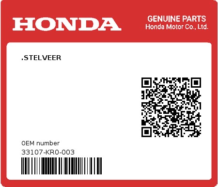 Product image: Honda - 33107-KR0-003 - .STELVEER  0