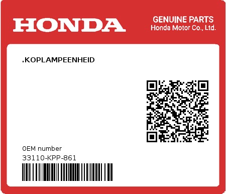 Product image: Honda - 33110-KPP-861 - .KOPLAMPEENHEID  0
