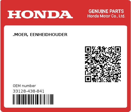 Product image: Honda - 33128-438-841 - .MOER, EENHEIDHOUDER  0