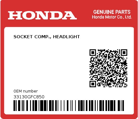 Product image: Honda - 33130GFC850 - SOCKET COMP., HEADLIGHT  0