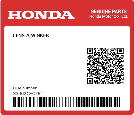 Product image: Honda - 33402GFC781 - LENS A,WINKER  0
