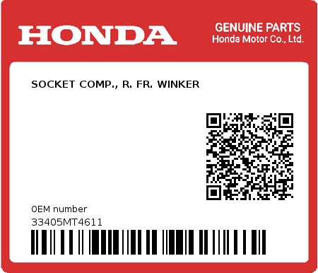 Product image: Honda - 33405MT4611 - SOCKET COMP., R. FR. WINKER  0