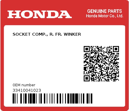 Product image: Honda - 33410041023 - SOCKET COMP., R. FR. WINKER  0
