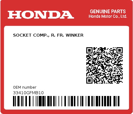 Product image: Honda - 33410GFMB10 - SOCKET COMP., R. FR. WINKER  0