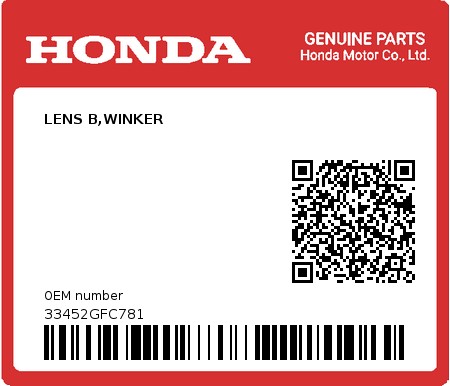 Product image: Honda - 33452GFC781 - LENS B,WINKER  0