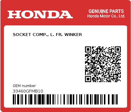 Product image: Honda - 33460GFMB10 - SOCKET COMP., L. FR. WINKER  0