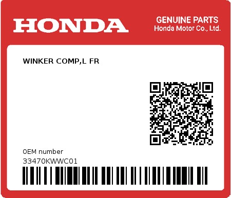 Product image: Honda - 33470KWWC01 - WINKER COMP,L FR  0