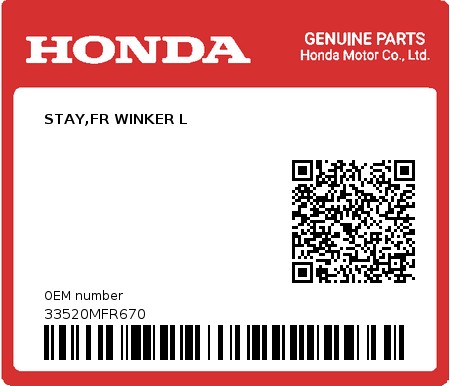 Product image: Honda - 33520MFR670 - STAY,FR WINKER L  0
