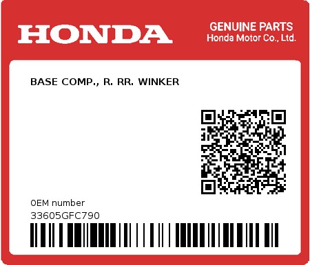 Product image: Honda - 33605GFC790 - BASE COMP., R. RR. WINKER  0