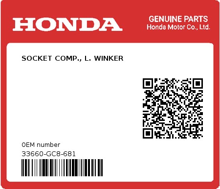 Product image: Honda - 33660-GC8-681 - SOCKET COMP., L. WINKER  0