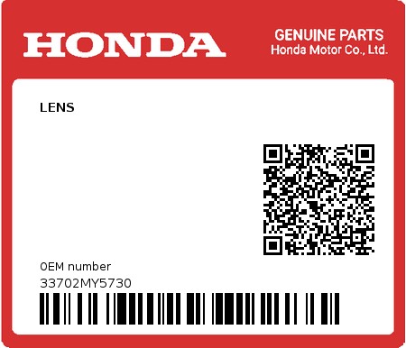 Product image: Honda - 33702MY5730 - LENS  0