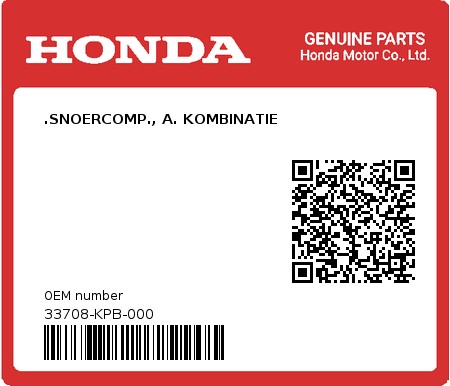 Product image: Honda - 33708-KPB-000 - .SNOERCOMP., A. KOMBINATIE  0