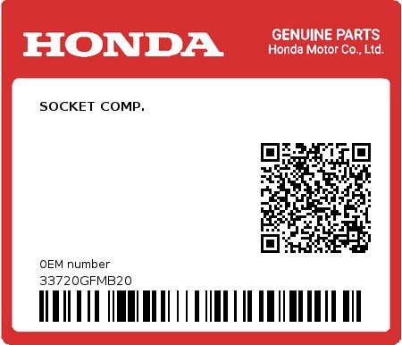 Product image: Honda - 33720GFMB20 - SOCKET COMP.  0