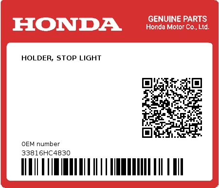 Product image: Honda - 33816HC4830 - HOLDER, STOP LIGHT  0