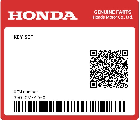 Product image: Honda - 35010MFAD50 - KEY SET  0