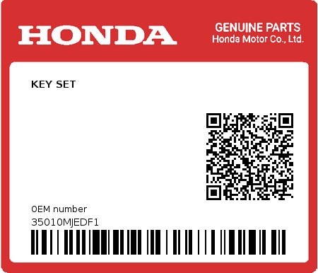 Product image: Honda - 35010MJEDF1 - KEY SET  0