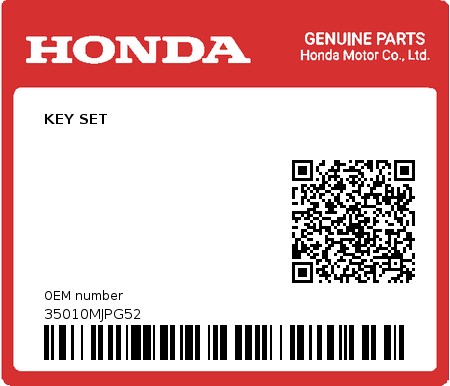 Product image: Honda - 35010MJPG52 - KEY SET  0