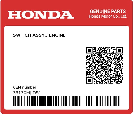 Product image: Honda - 35130MJLD51 - SWITCH ASSY., ENGINE  0