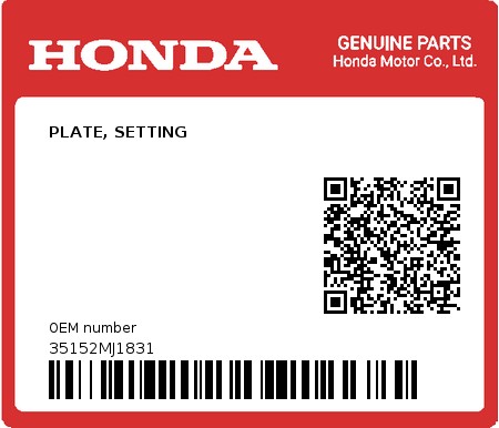 Product image: Honda - 35152MJ1831 - PLATE, SETTING  0