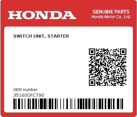 Product image: Honda - 35160GFC790 - SWITCH UNIT, STARTER  0