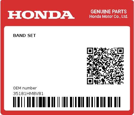 Product image: Honda - 35181HM8V81 - BAND SET  0