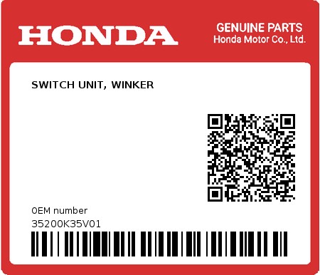 Product image: Honda - 35200K35V01 - SWITCH UNIT, WINKER  0