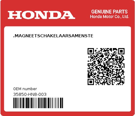 Product image: Honda - 35850-HN8-003 - .MAGNEETSCHAKELAARSAMENSTE  0