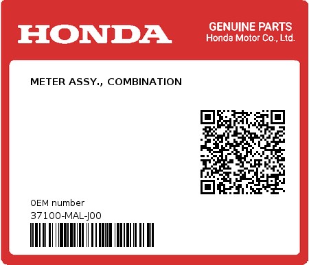 Product image: Honda - 37100-MAL-J00 - METER ASSY., COMBINATION  0